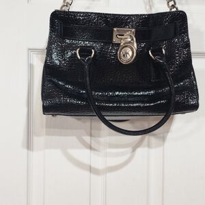 Michael Kors Black Croc Embossed Satchel